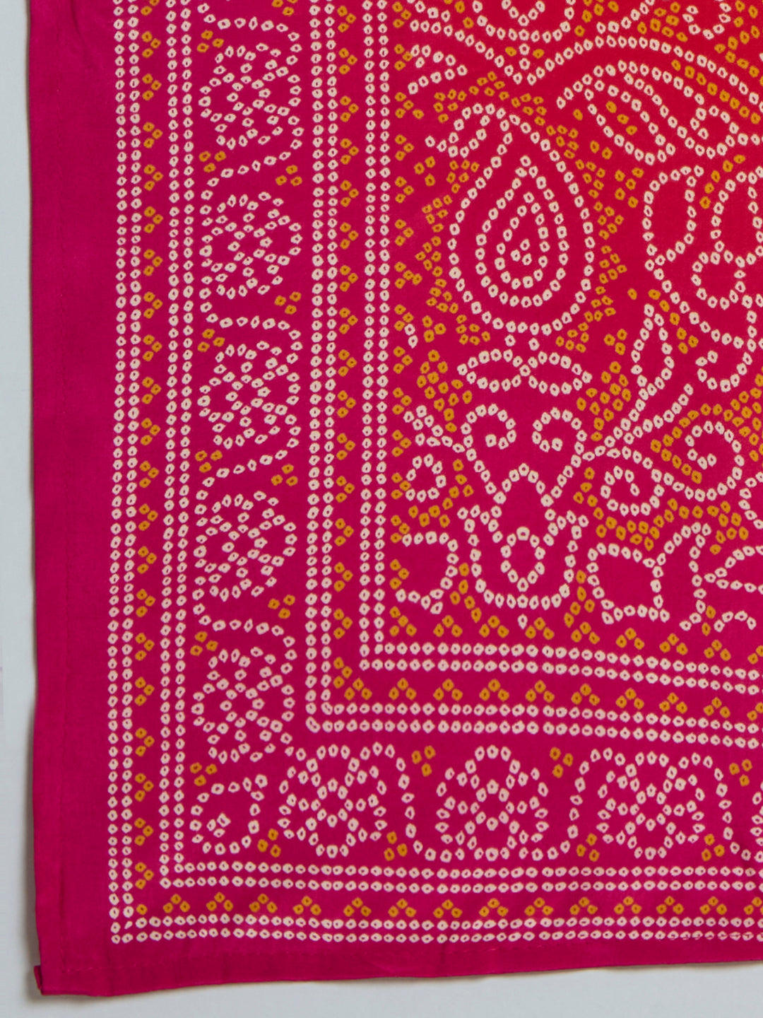 Bandhani Printed Straight Kurta with Pant & Dupatta - Rani