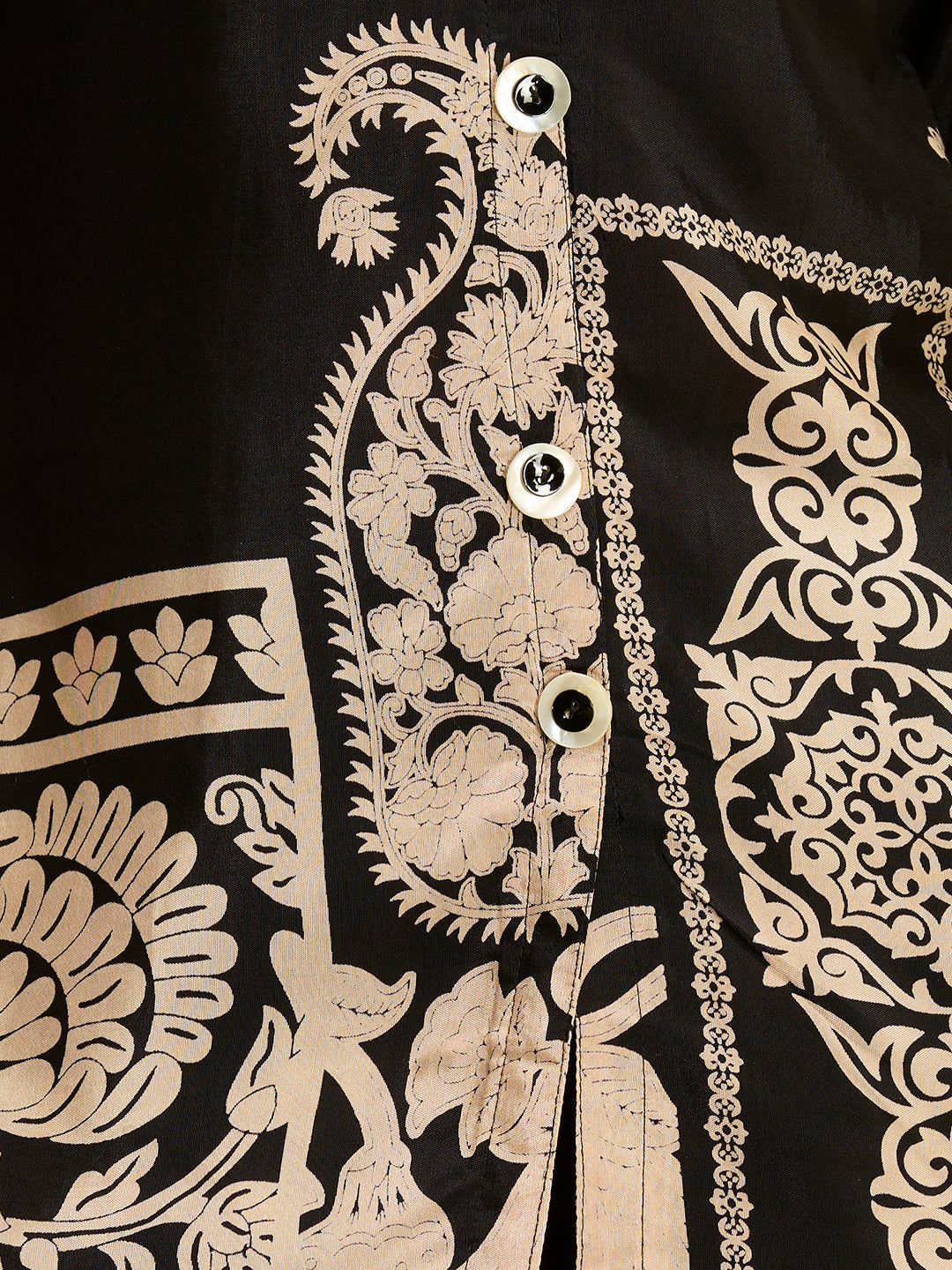 Abstract Floral Printed Straight Fit Co-ord Set - Black