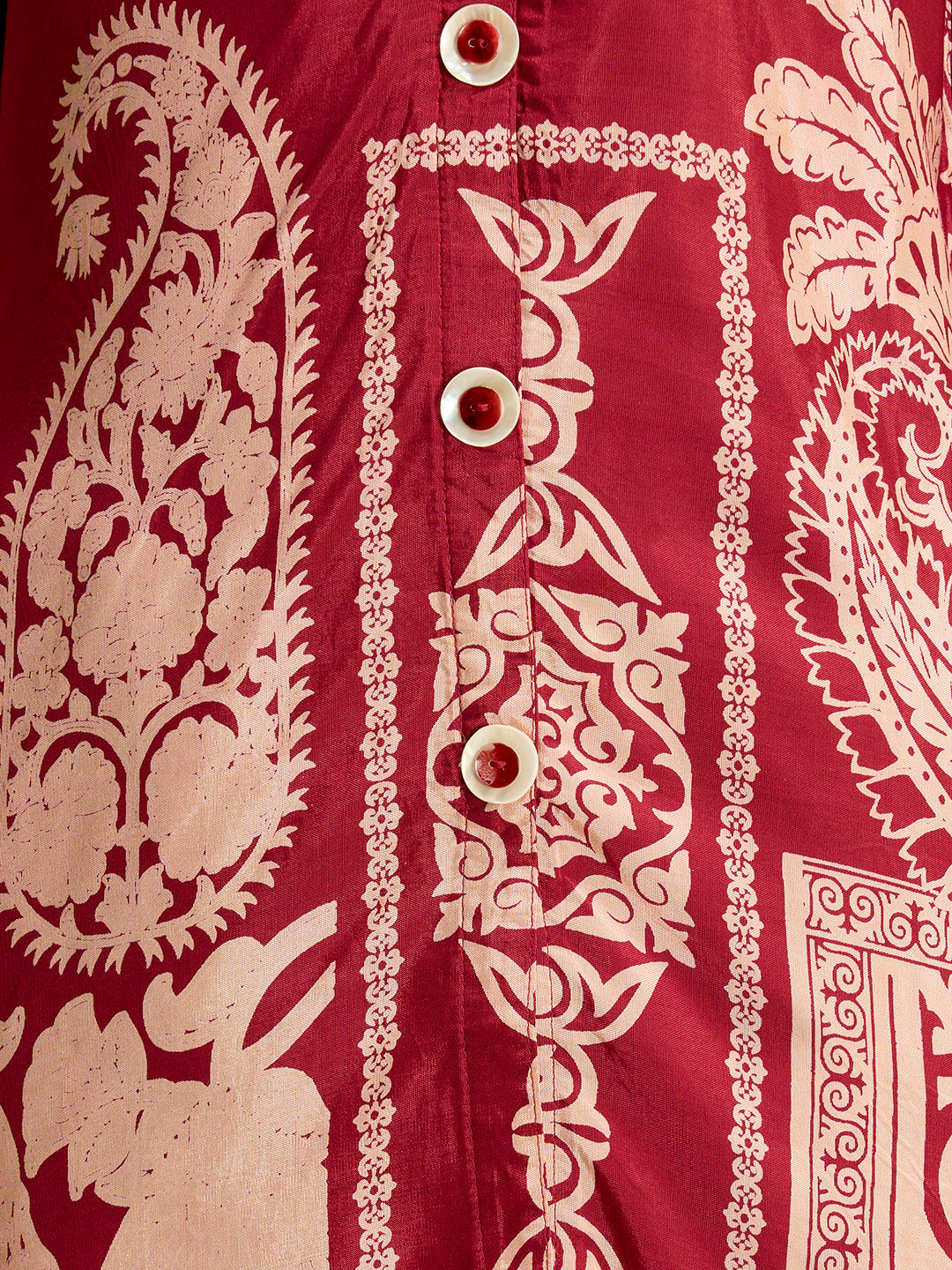 Abstract Printed A-Line Co-ord Set - Maroon