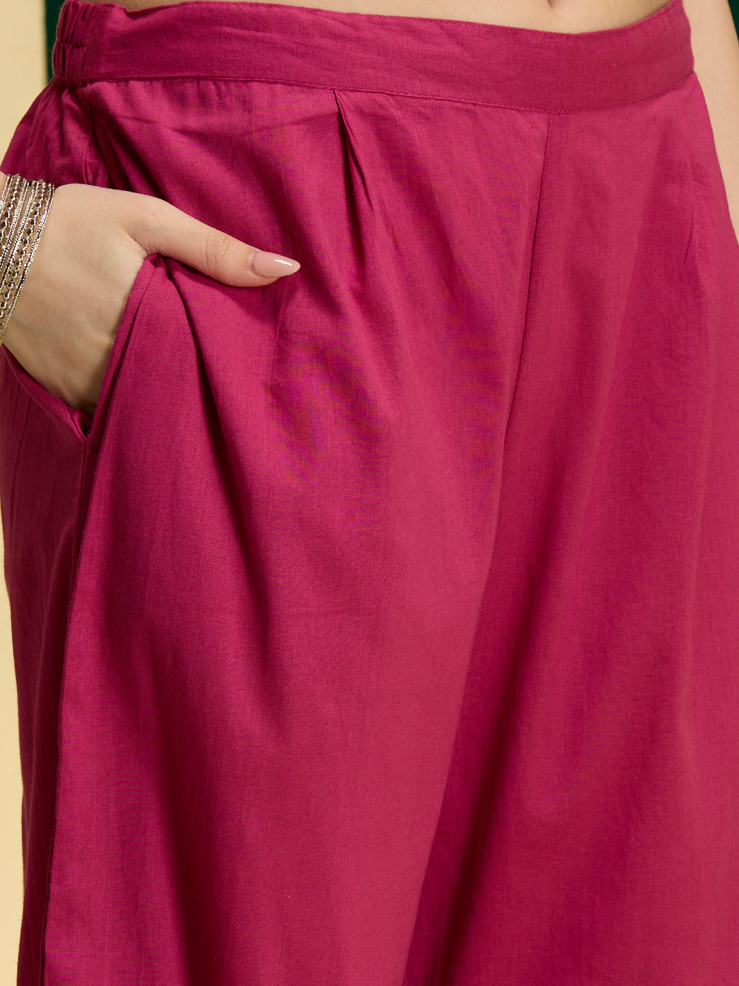 Floral Printed A-Line Kurta with Palazzo & Dupatta - Rani