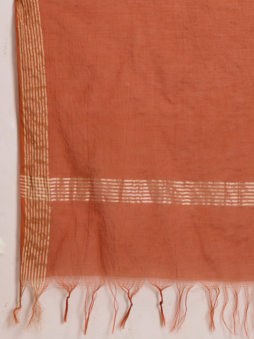Solid Paisley Embroidered Anarkali with Pant & Dupatta - Rust