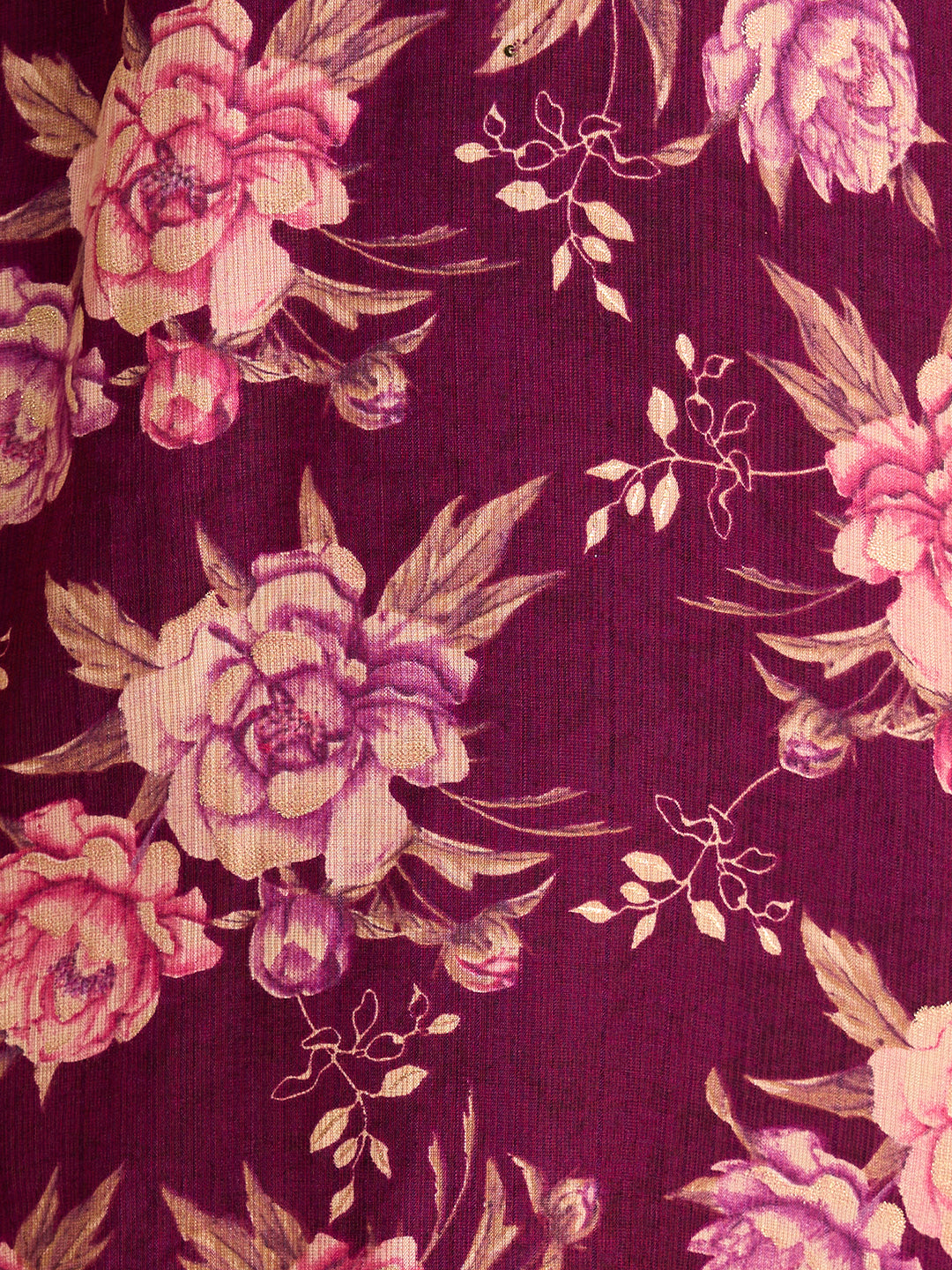 Ethnic & Floral Printed Straight Fit Kurta - Purple