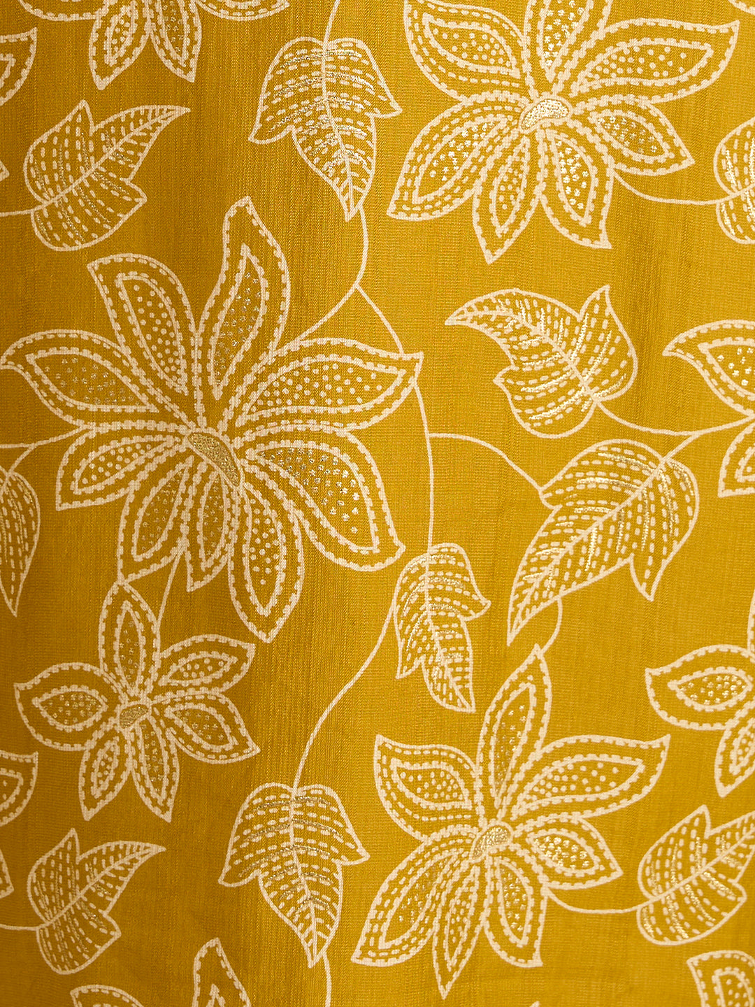 Ethnic & Floral Printed Straight Fit Kurta - Mustard