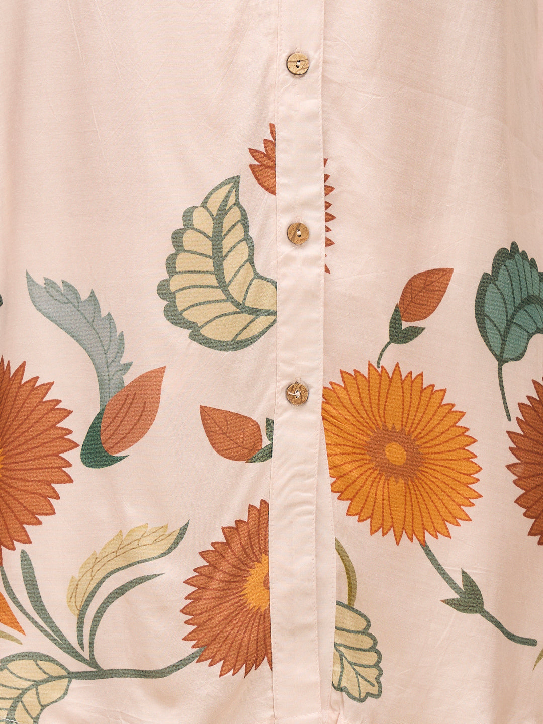 Ethnic Floral Printed Straight Fit Co-ord Set - Off White