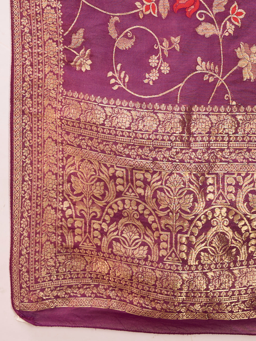 Solid Ethnic Embroidered Straight Kurta with Dhoti & Dupatta - Purple