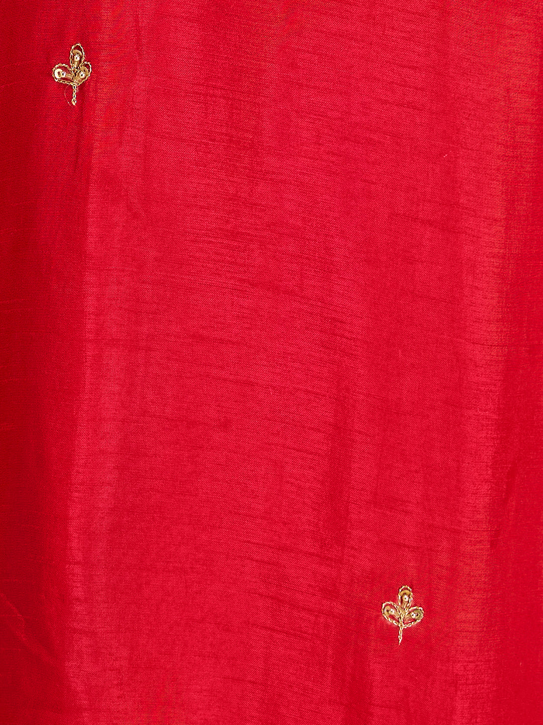 Solid Ethnic Hand Embroidered Straight Kurta with Dhoti & Dupatta - Red