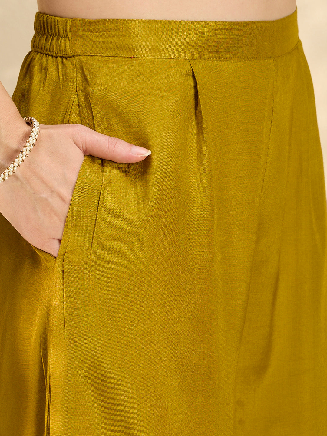 Ethnic Floral Printed & Embroidered Straight Fit Kurta with Pant and Dupatta - Lime Green