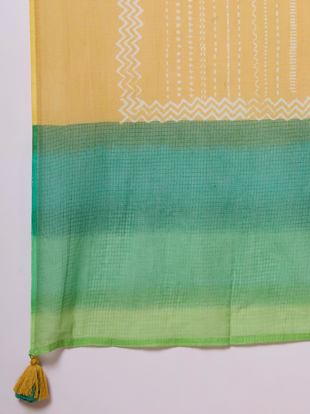 Solid Floral Embroidered A-Line Panelled Kurta with Pant & Printed Dupatta - Yellow