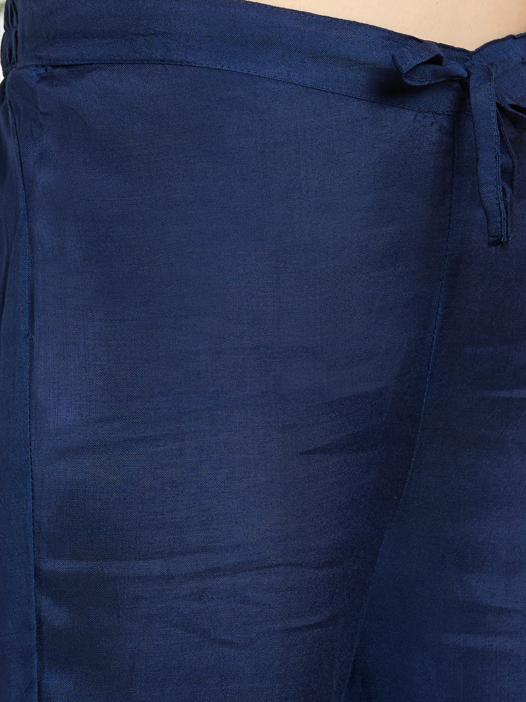Ethnic Floral Printed & Embroidered Straight Fit Kurta with Pant and Dupatta - Navy Blue