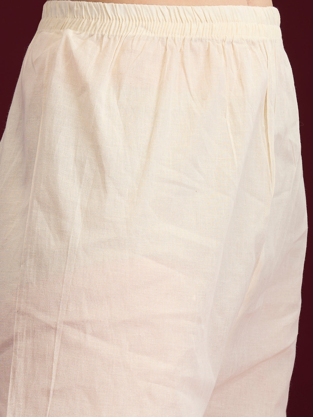 Solid Floral Embroidered Anarkali Kurta with Palazzo & Hand Painted Dupatta - Off White