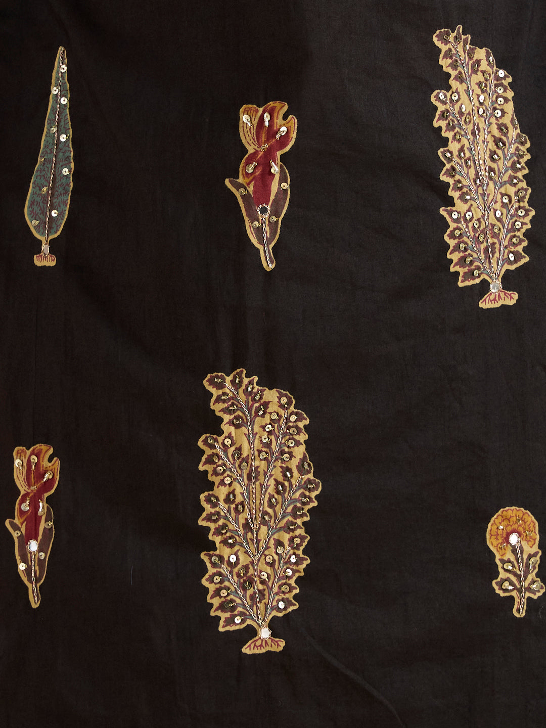 Ethnic Embroidered Printed Straight Kurta with Sharara and Dupatta - Black