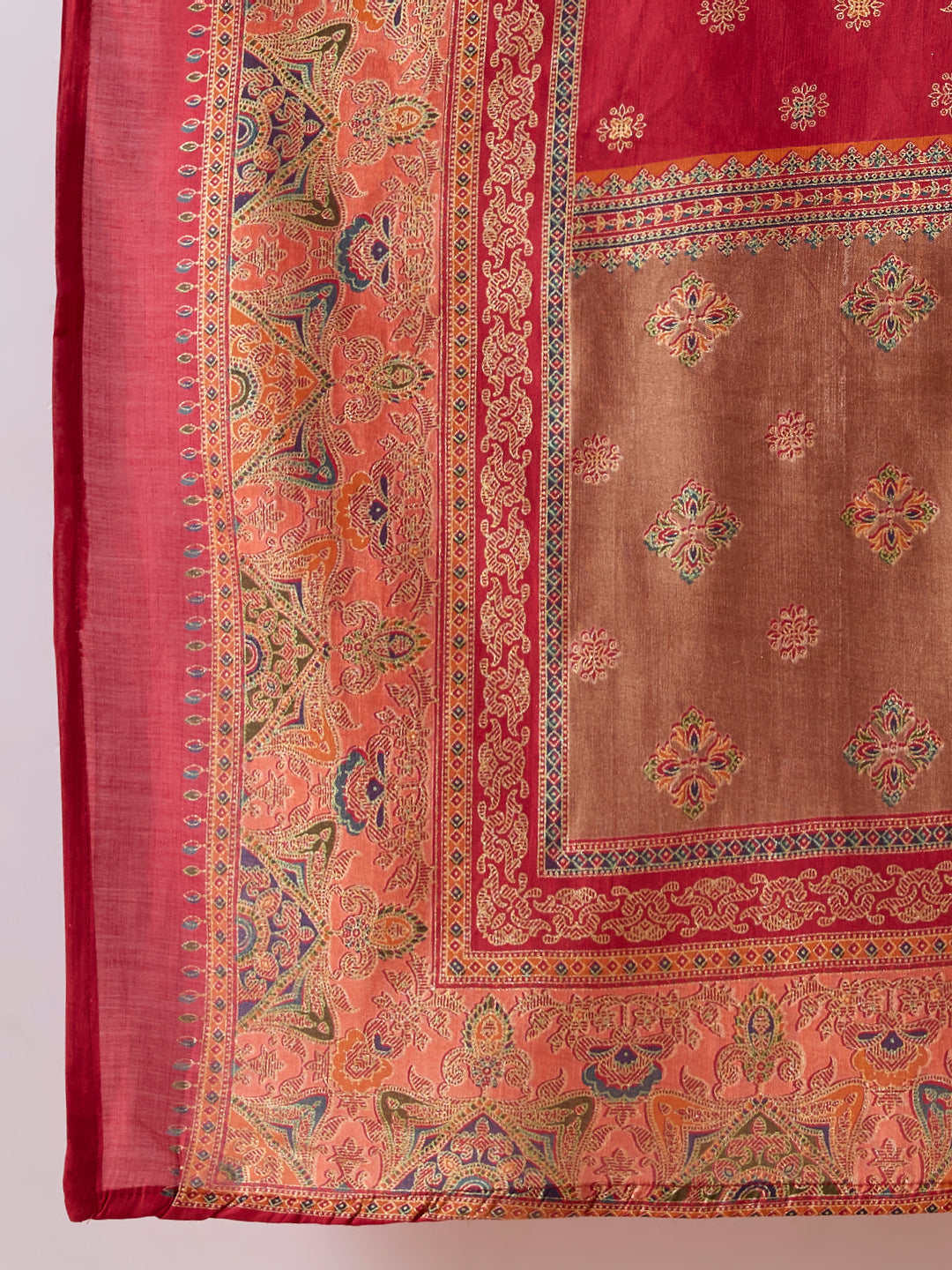Solid Floral Embroidered Anarkali Kurta with Pant & Printed Dupatta - Maroon
