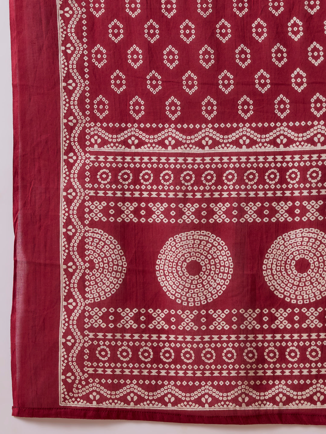 Solid Mirror Embroidered A-Line Kurta with Palazzo & Dupatta - Burgundy