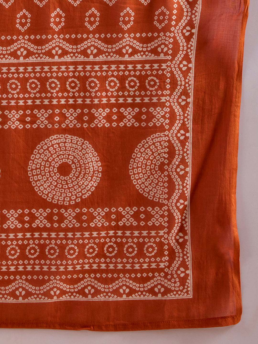 Solid Mirror Embroidered A-Line Kurta with Palazzo & Dupatta - Rust