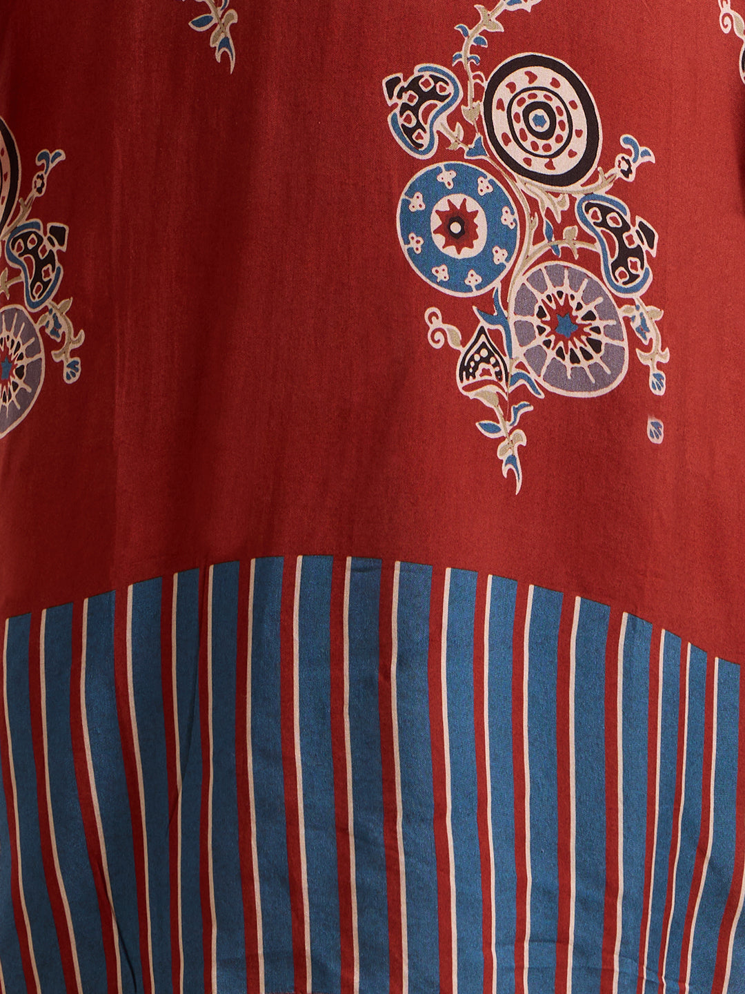 Ethnic Floral Straight Fit Kurta - Maroon