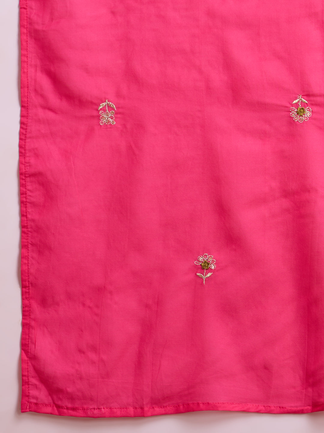 Festive Paisley Embroidered A-Line Kurta with Pant & Dupatta - Pink