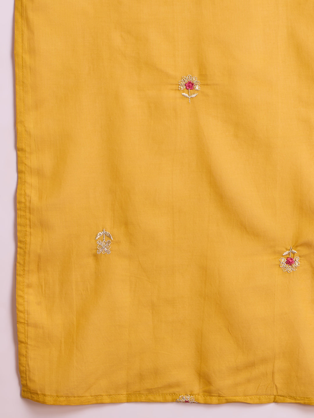 Festive Paisley Embroidered A-Line Kurta with Pant & Dupatta - Yellow