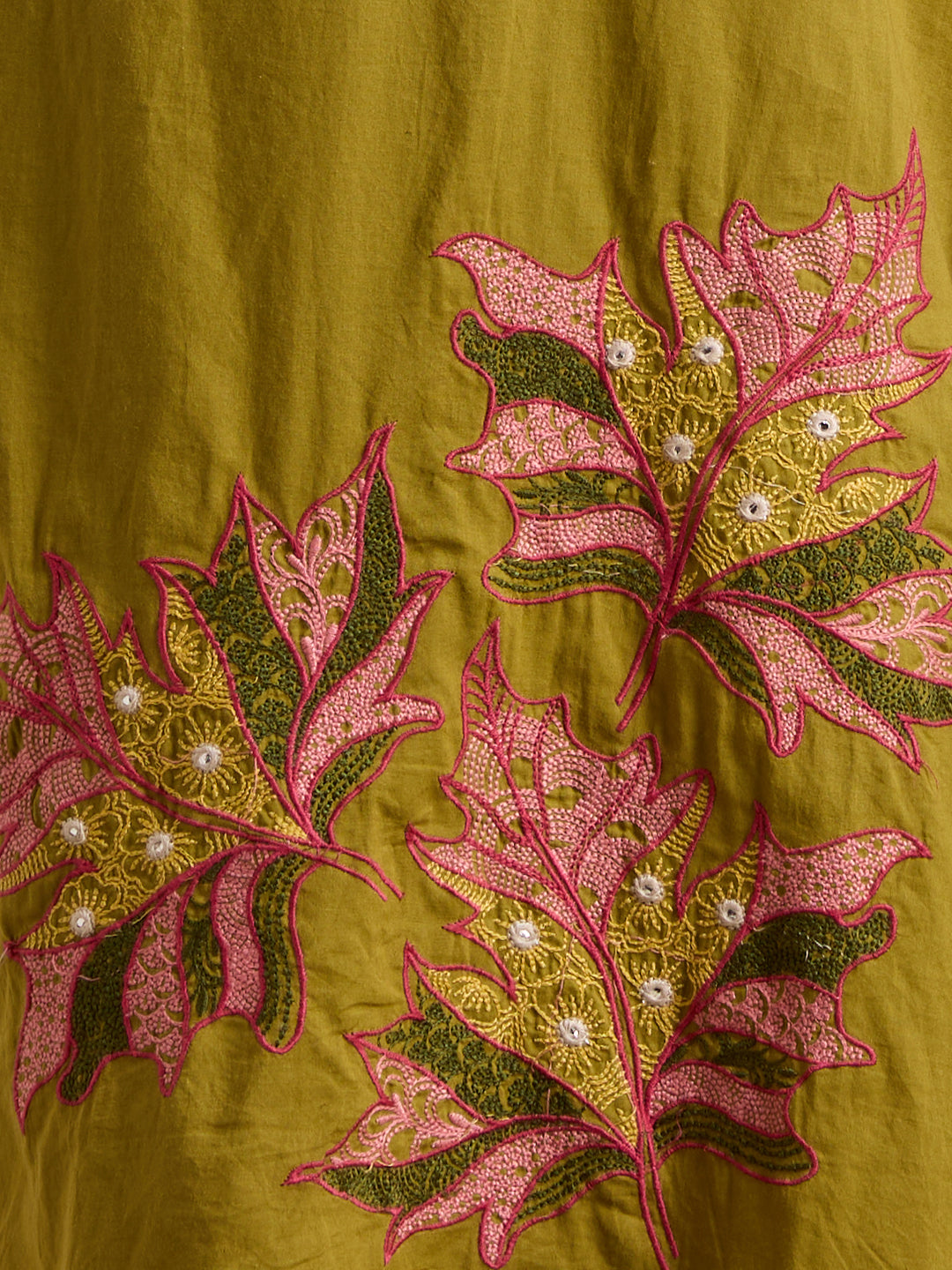 Solid Floral Embroidered Straight Kurta with Pant & Dupatta - Green