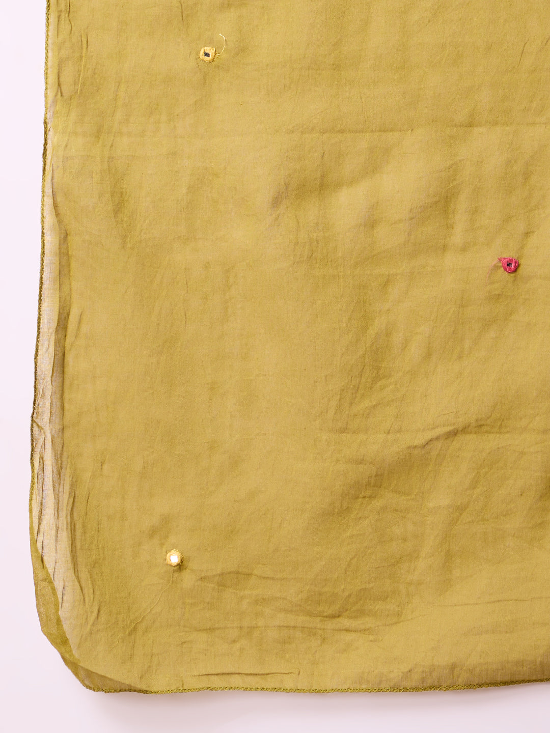 Solid Floral Embroidered Straight Kurta with Pant & Dupatta - Green