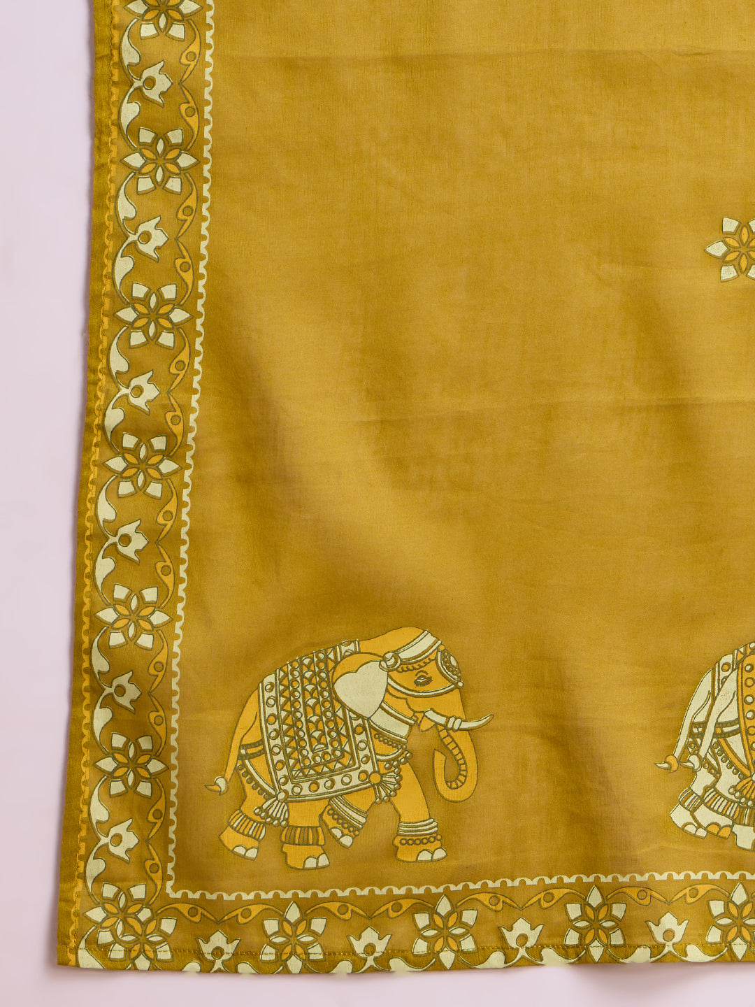 Solid Elephant Work Embroidered Straight Kurta with Palazzo & Dupatta - Green