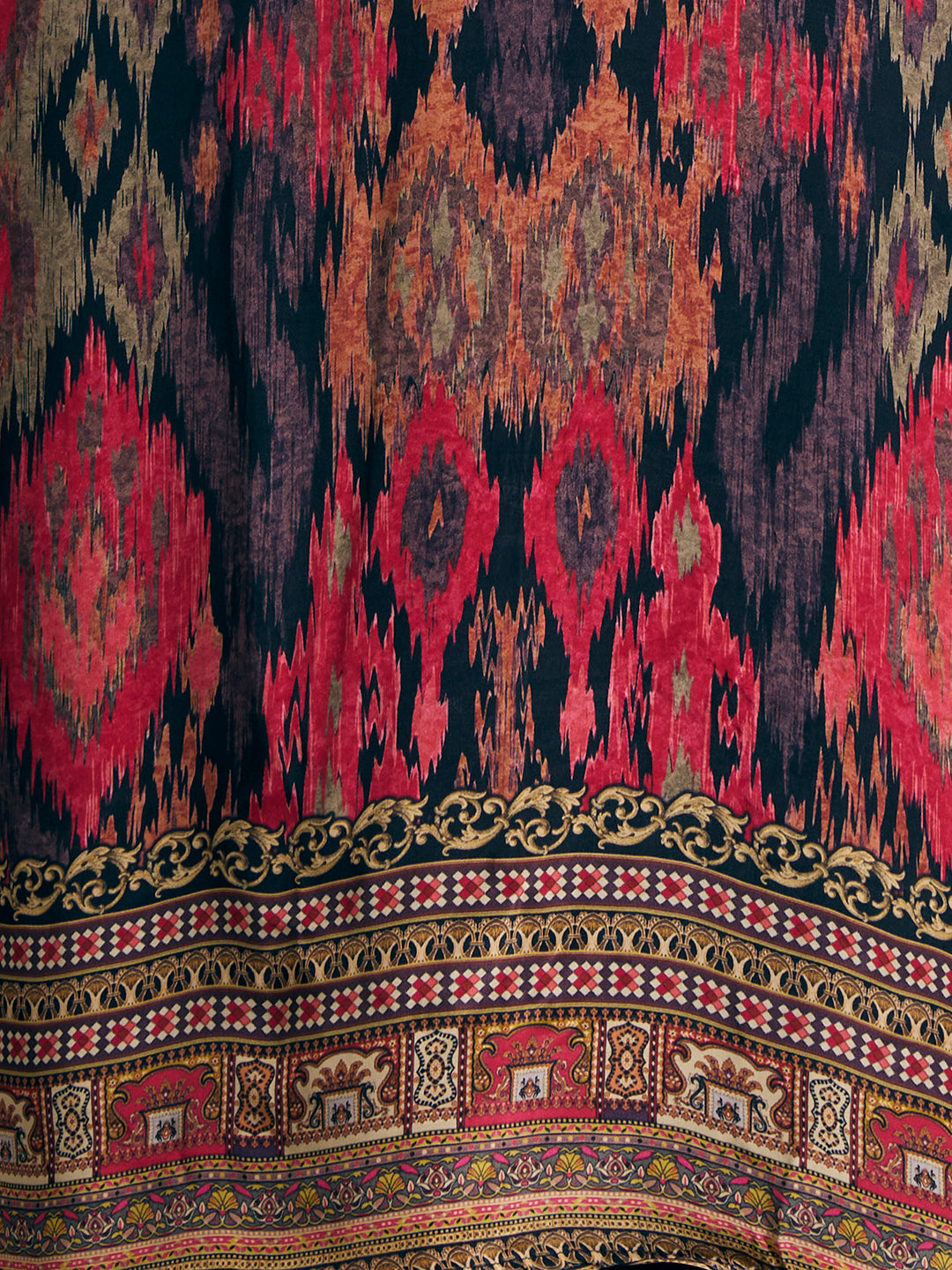 Ethnic Ikat Printed Straight Kurta with Pant and Dupatta - Multi