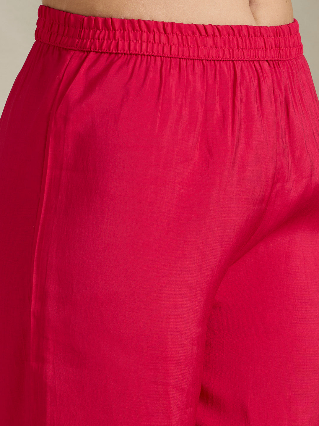 Solid Floral Embroidered A-Line Pleated Co-ord Set - Pink