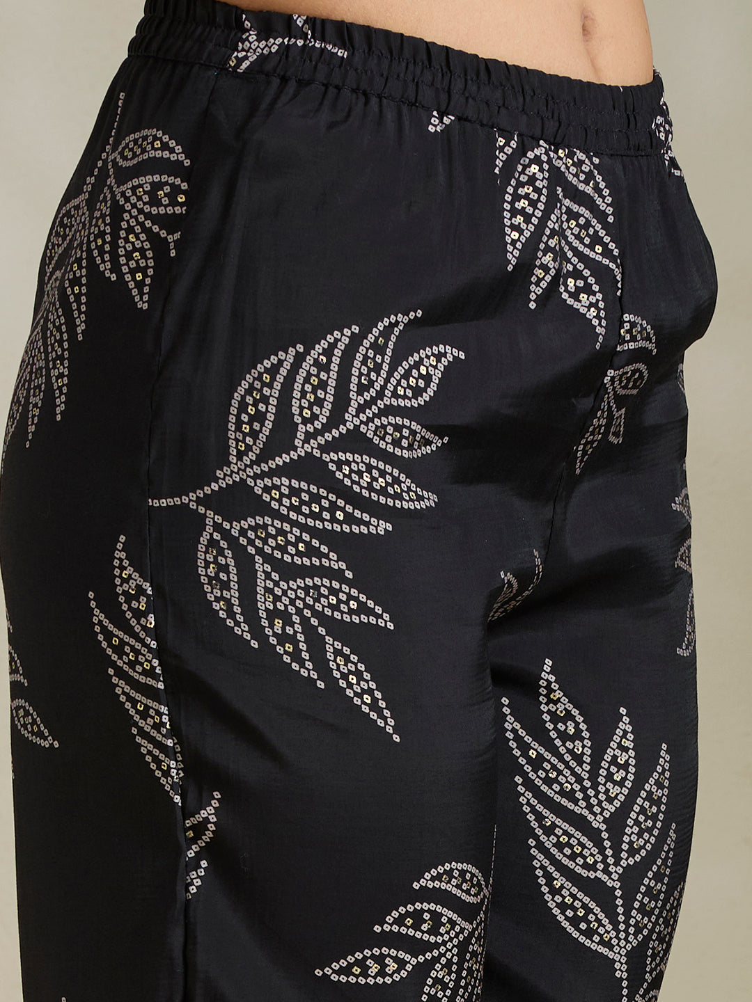 Floral Foil & Printed A-Line Co-ord Set - Black