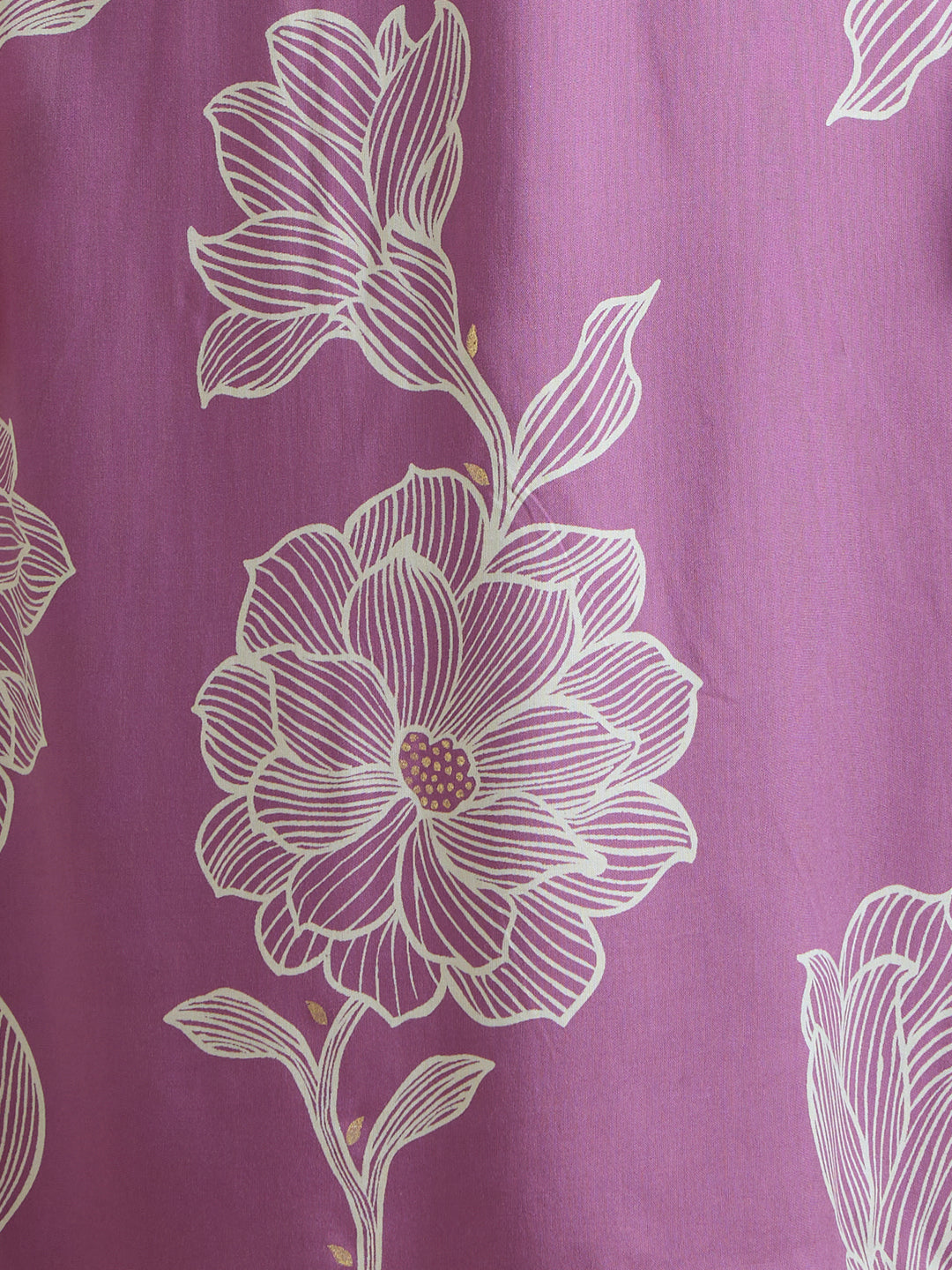 Abstract Floral Printed Straight Fit Co-ord Set - Purple