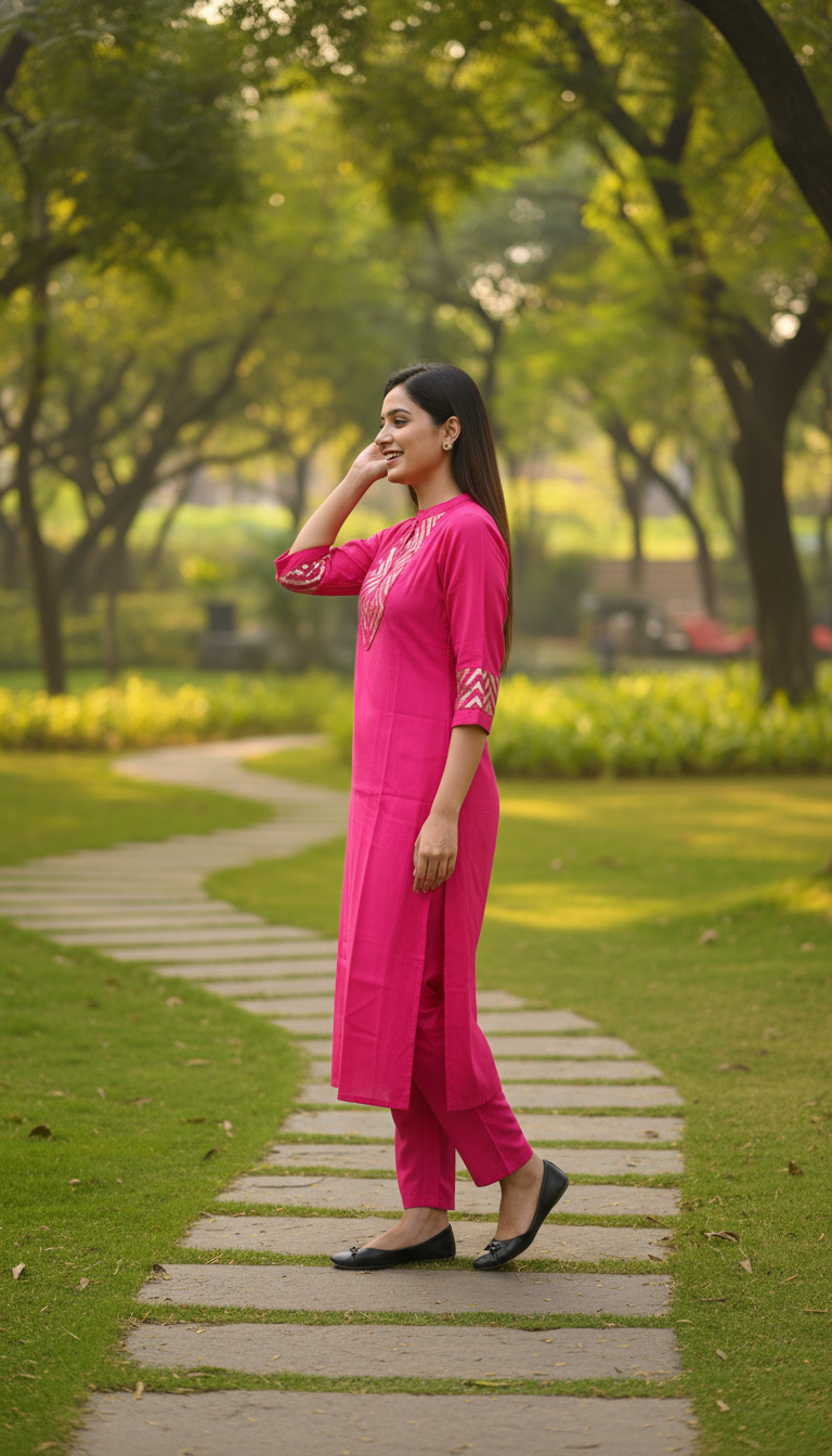 Solid Sequin Embroidered A-Line Co-ord Set - Rani