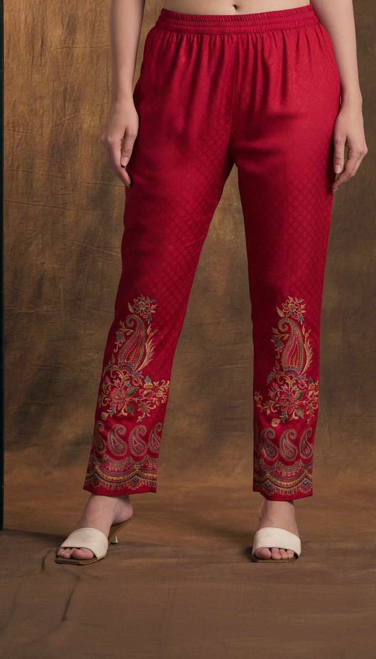 Ethnic Floral Printed Straight Kurta with Pant and Dupatta - Pink