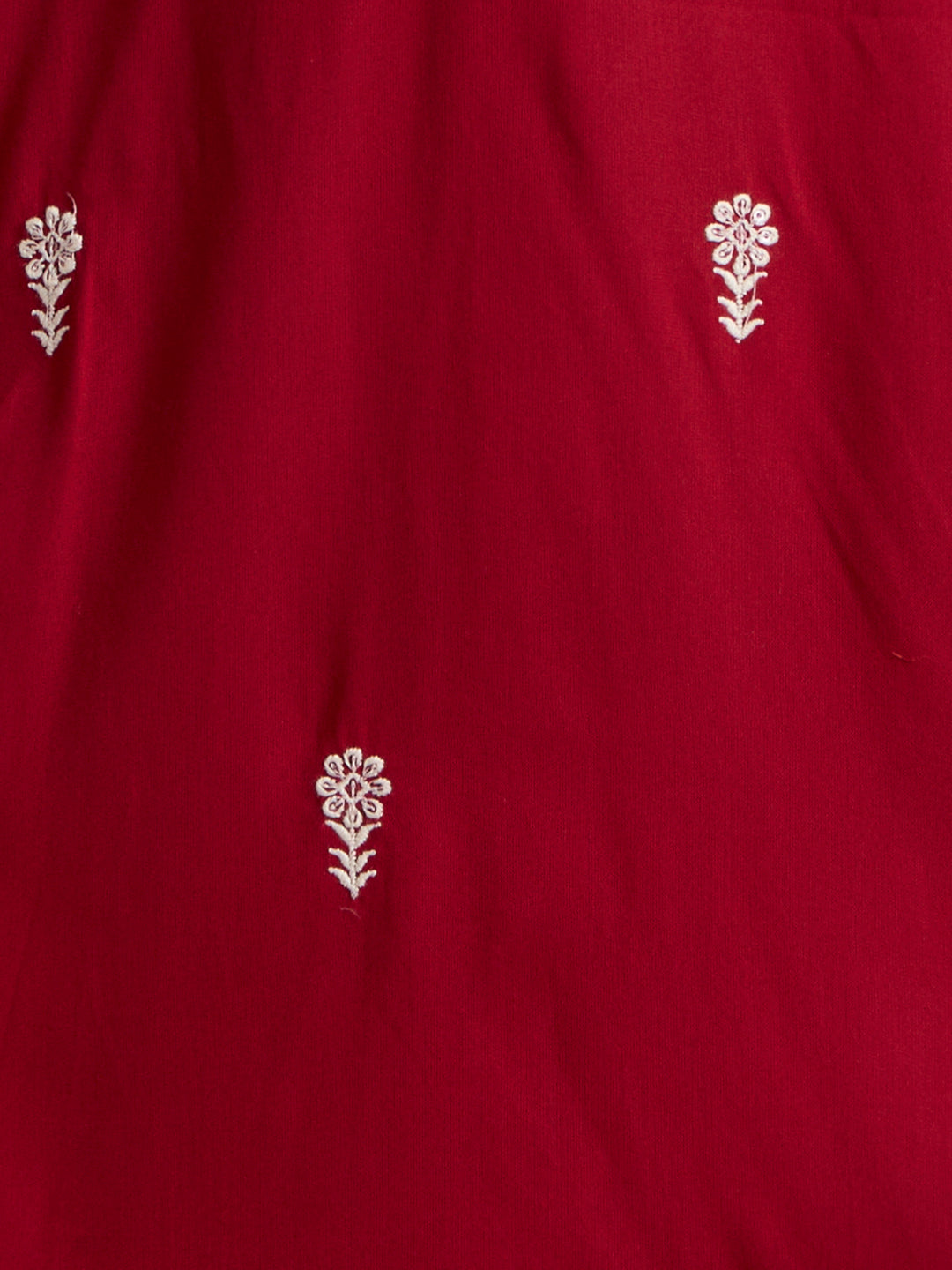 Solid Floral Chikankari Embroidered Straight Fit Kurta - Maroon