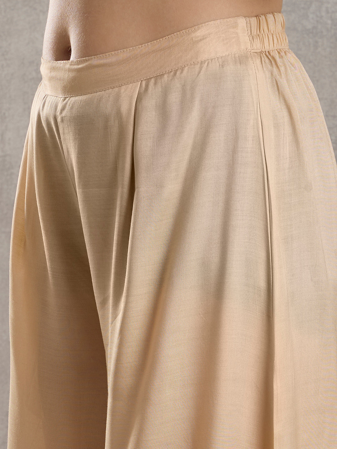 Ethnic Floral Printed Straight Kurta with Palazzo and Dupatta - Cream