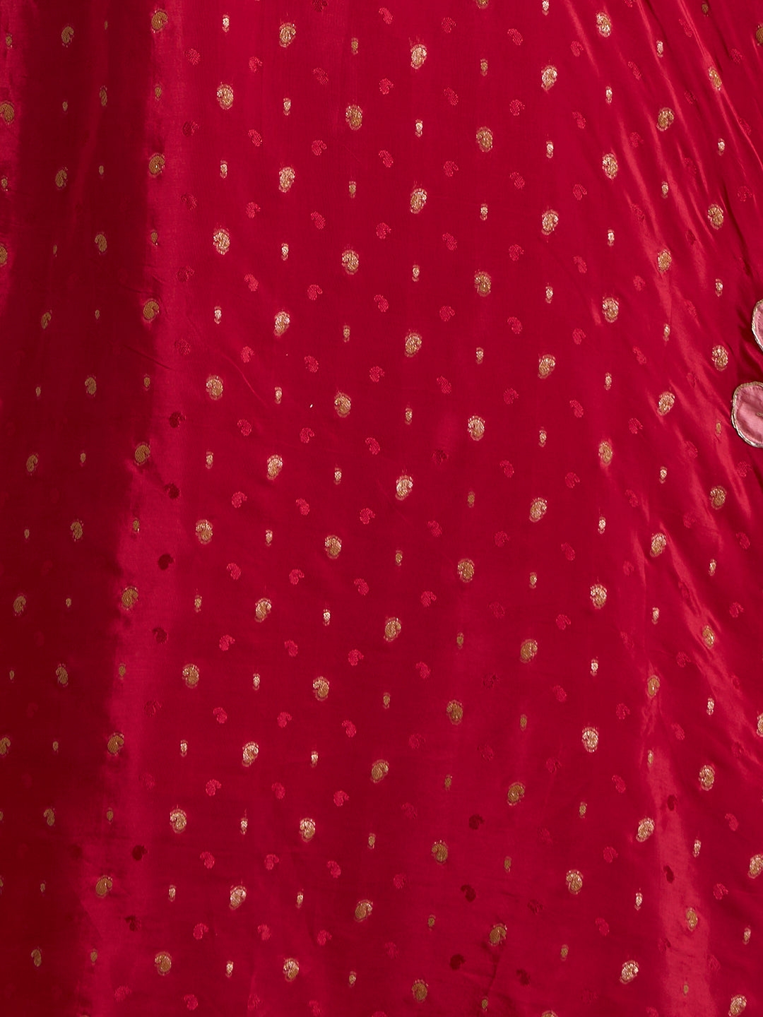 Solid Floral Embroidered Jacquard Kurta with Pant & Dupatta - Red