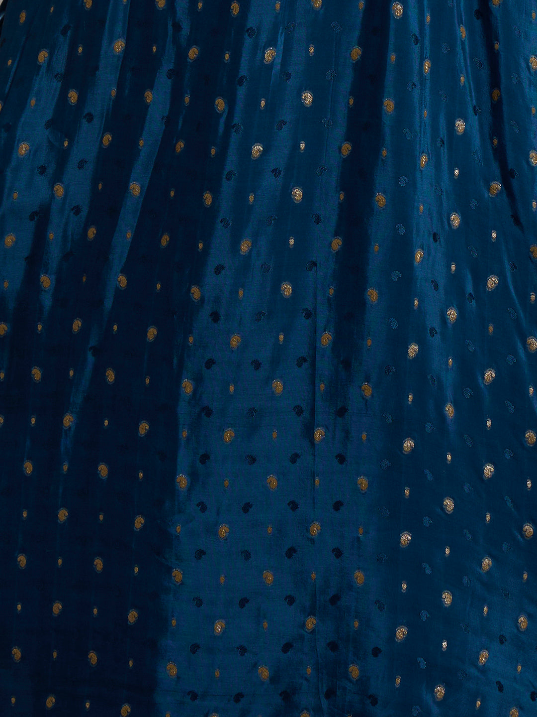 Solid Floral Embroidered Jacquard Kurta with Pant & Dupatta - Navy Blue