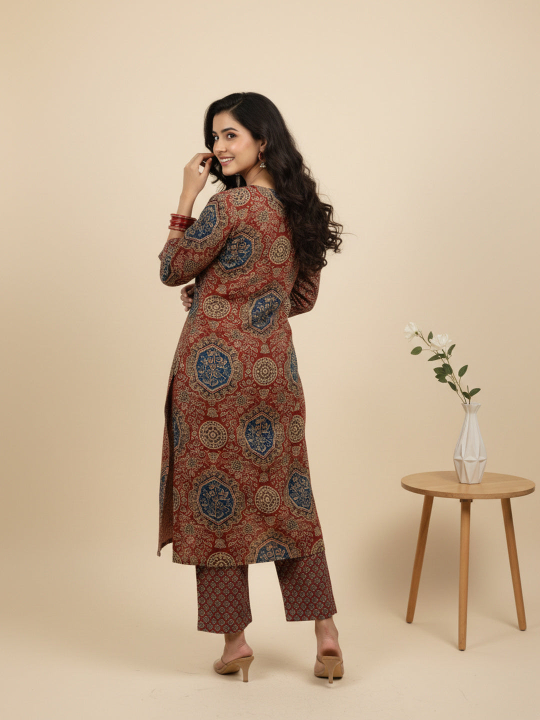 Ethnic Printed A-Line Kurta with Palazzo - Multi