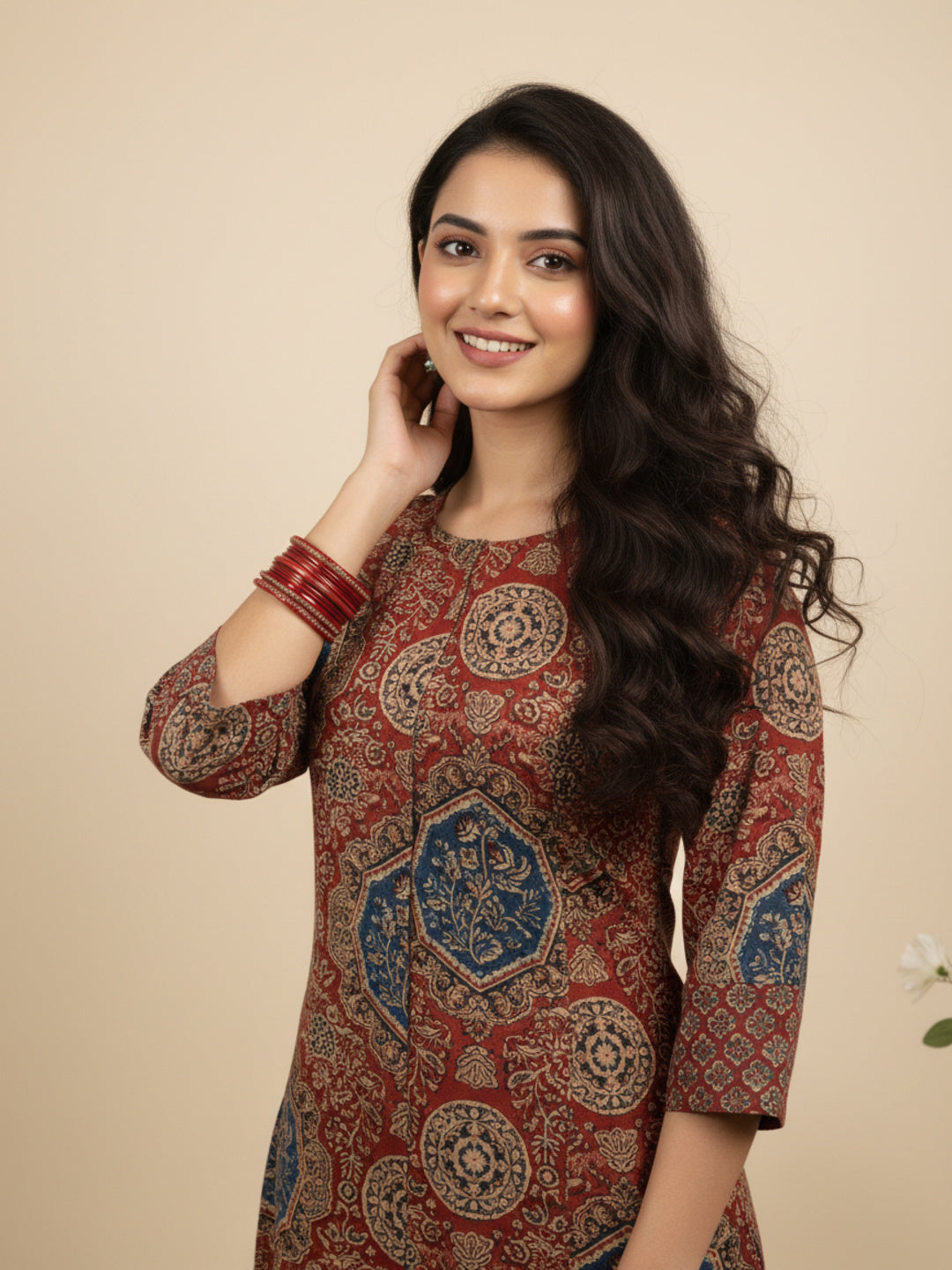 Ethnic Printed A-Line Kurta with Palazzo - Multi