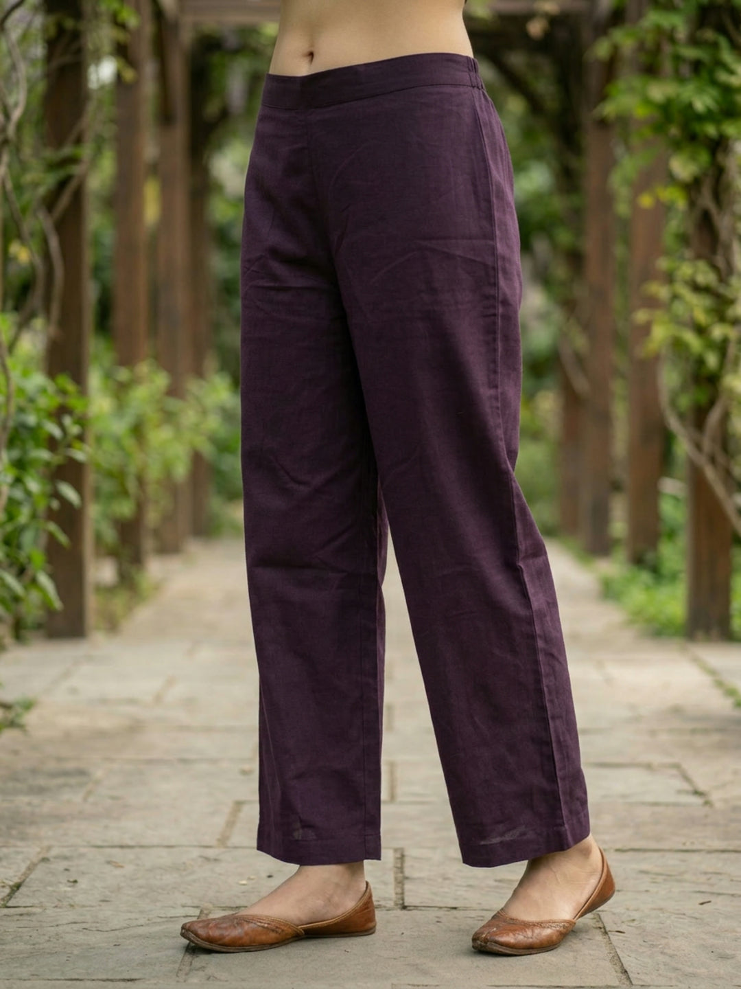 Solid Floral Embroidered A-Line Kurta with Pant & Dupatta - Purple