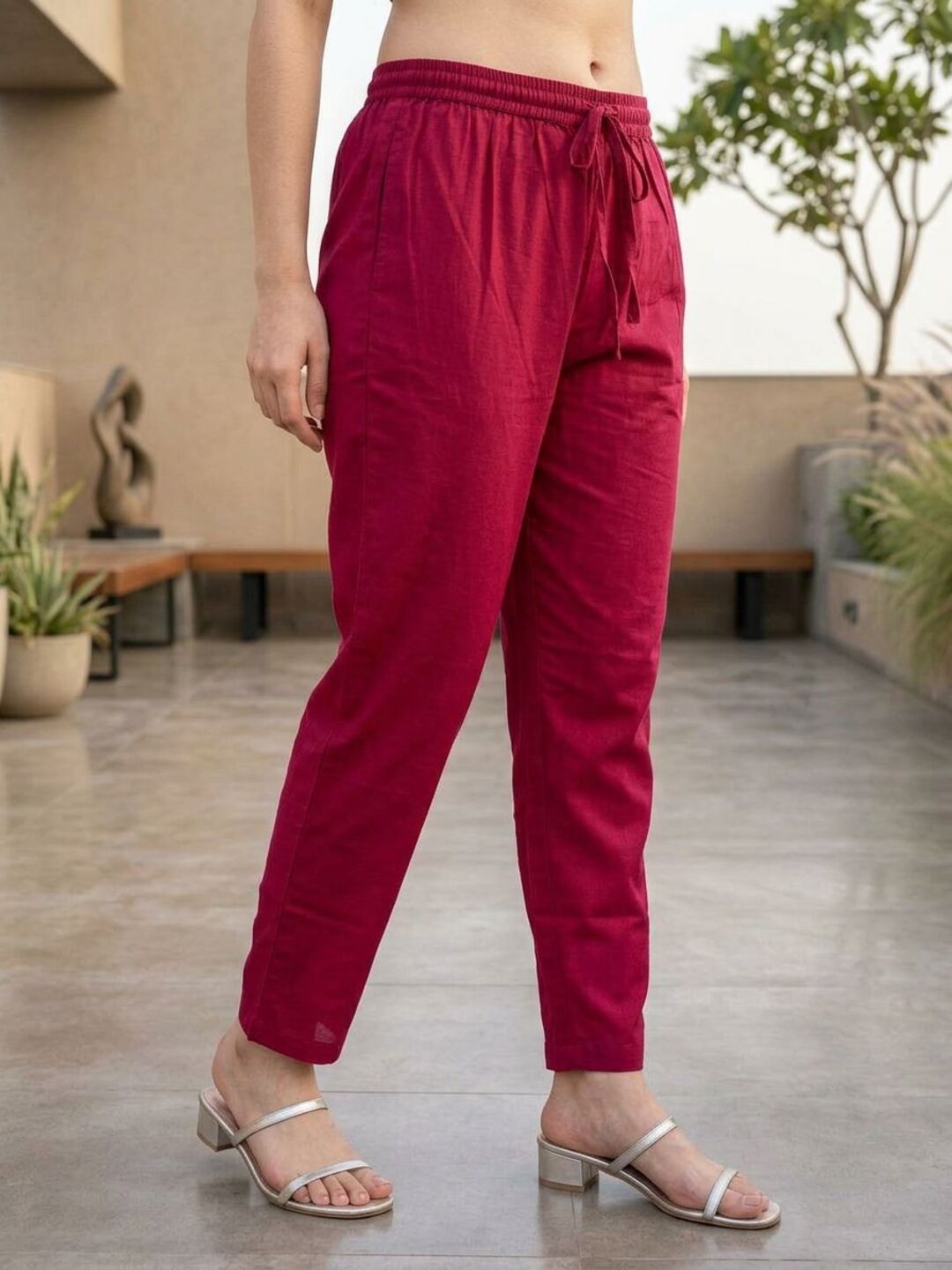 Solid Embroidered Straight Kurta with Palazzo & Dupatta - Rani Pink