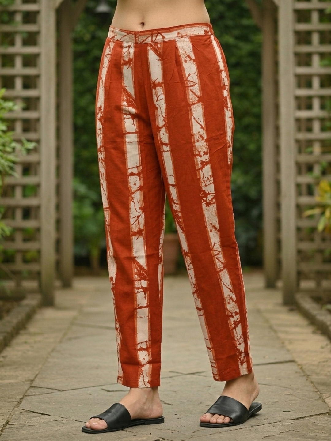 Floral Printed Embroidered Straight Kurta with Pant and Dupatta - Rust