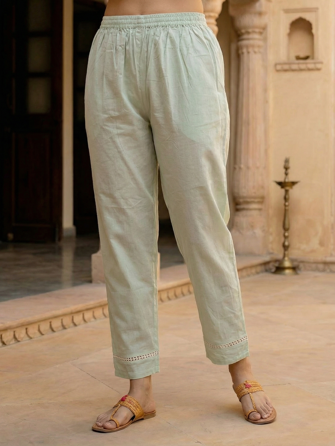 Floral Printed Embroidered Straight Fit Kurta with Pant and Dupatta - Powder Green