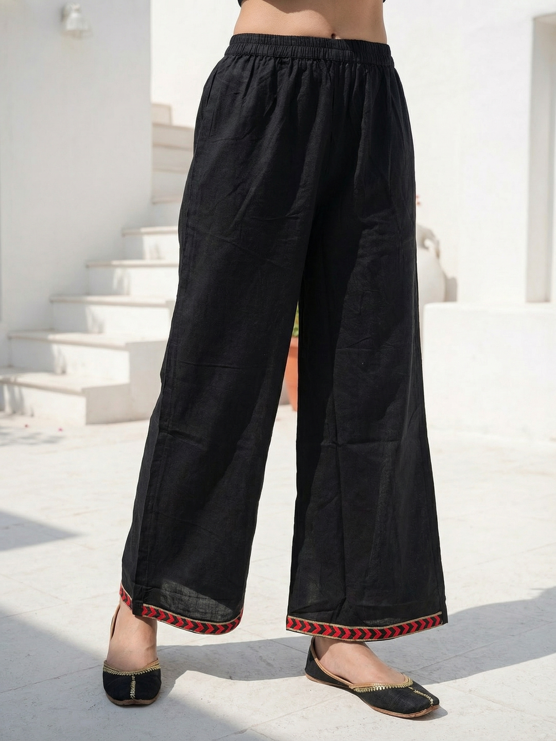 Embroidered Straight Kurta Set with Pant & Dupatta - Classic Black
