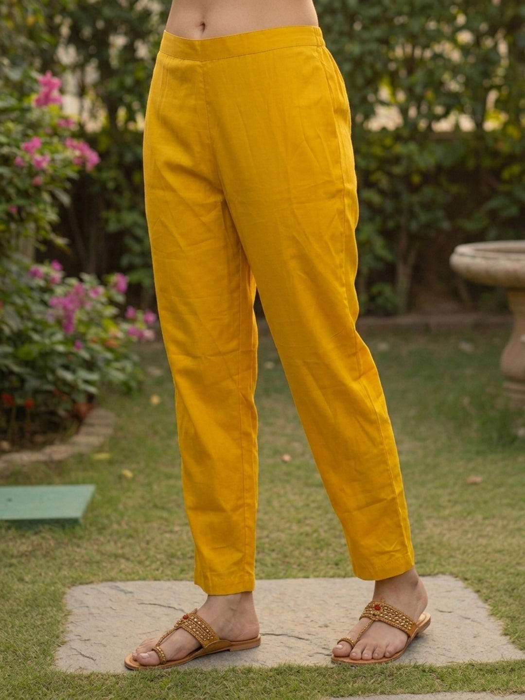 Floral Printed Embellished Straight Kurta with Pant & Dupatta - Yellow