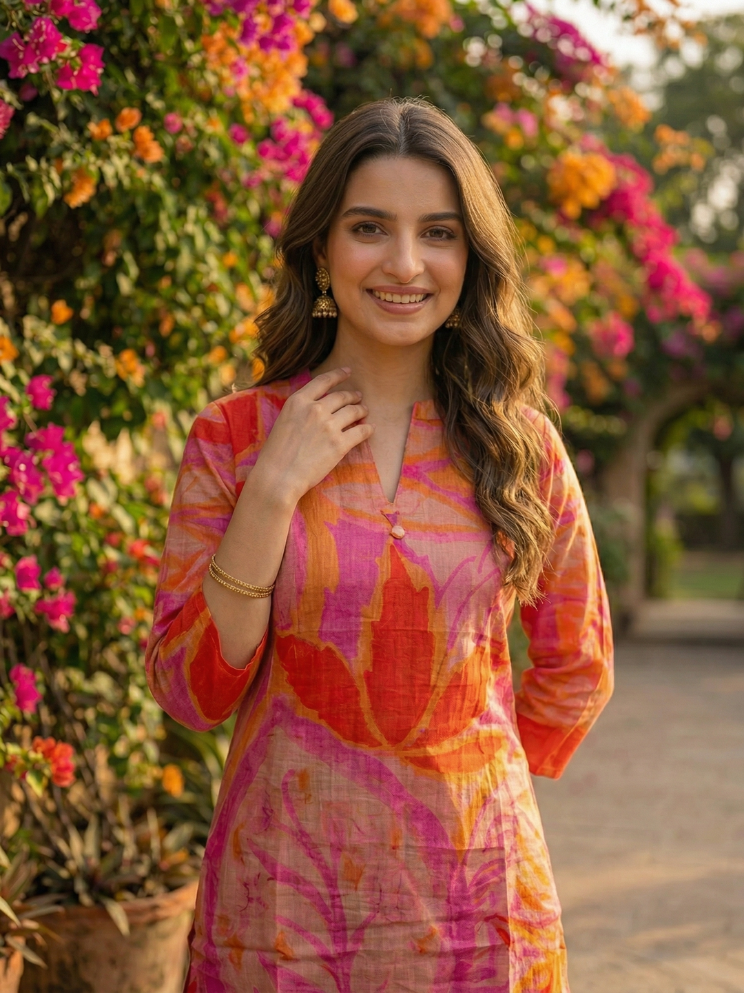 Abstract Floral Printed Straight Co-ord Set - Multi