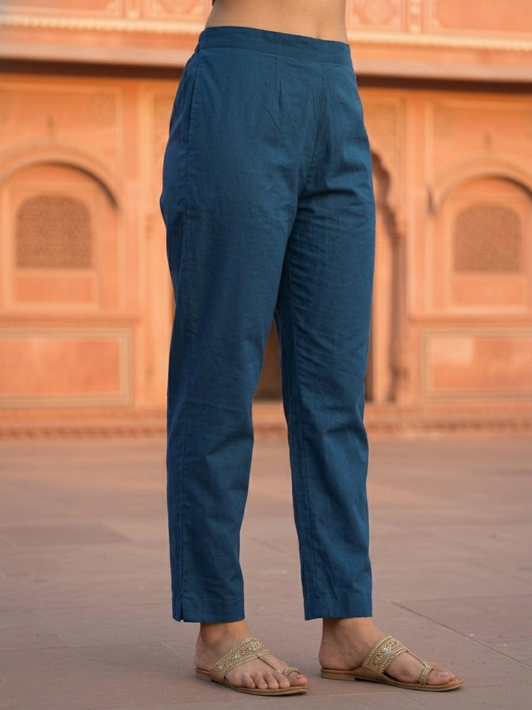 Floral Printed & Embroidered Anarkali Kurta with Pant & Dupatta - Blue