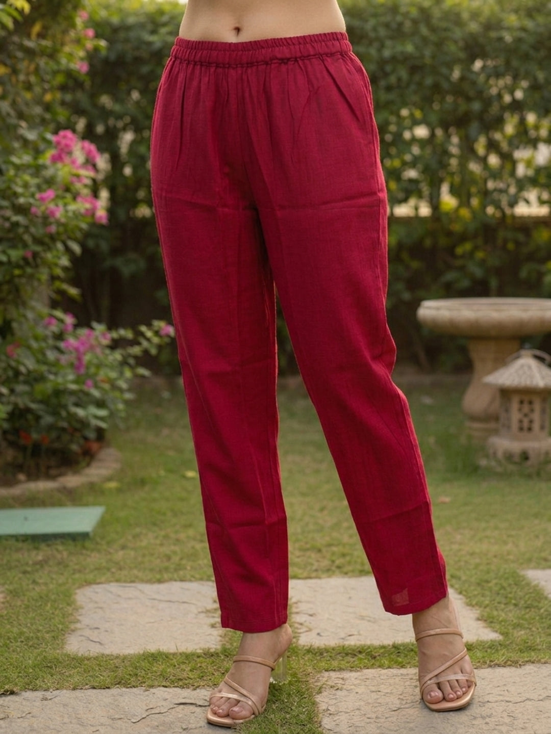 Floral Hand Painted & Embroidered Straight Fit Kurta with Pant - Magenta