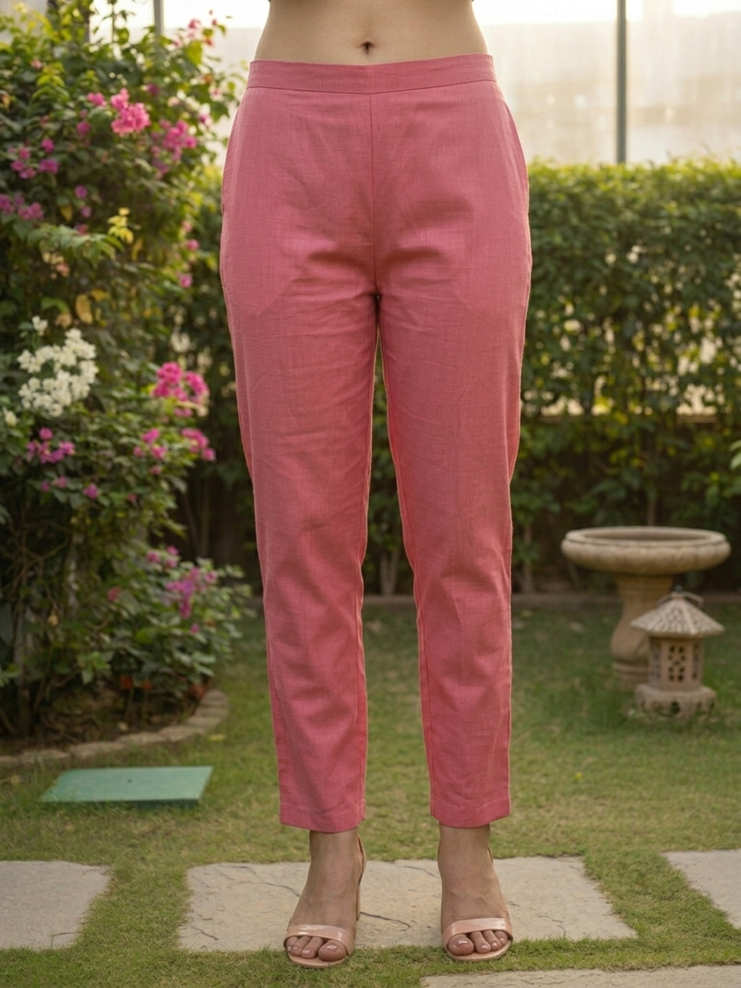 Floral Hand Painted & Embroidered Straight Kurta with Pant - Pink