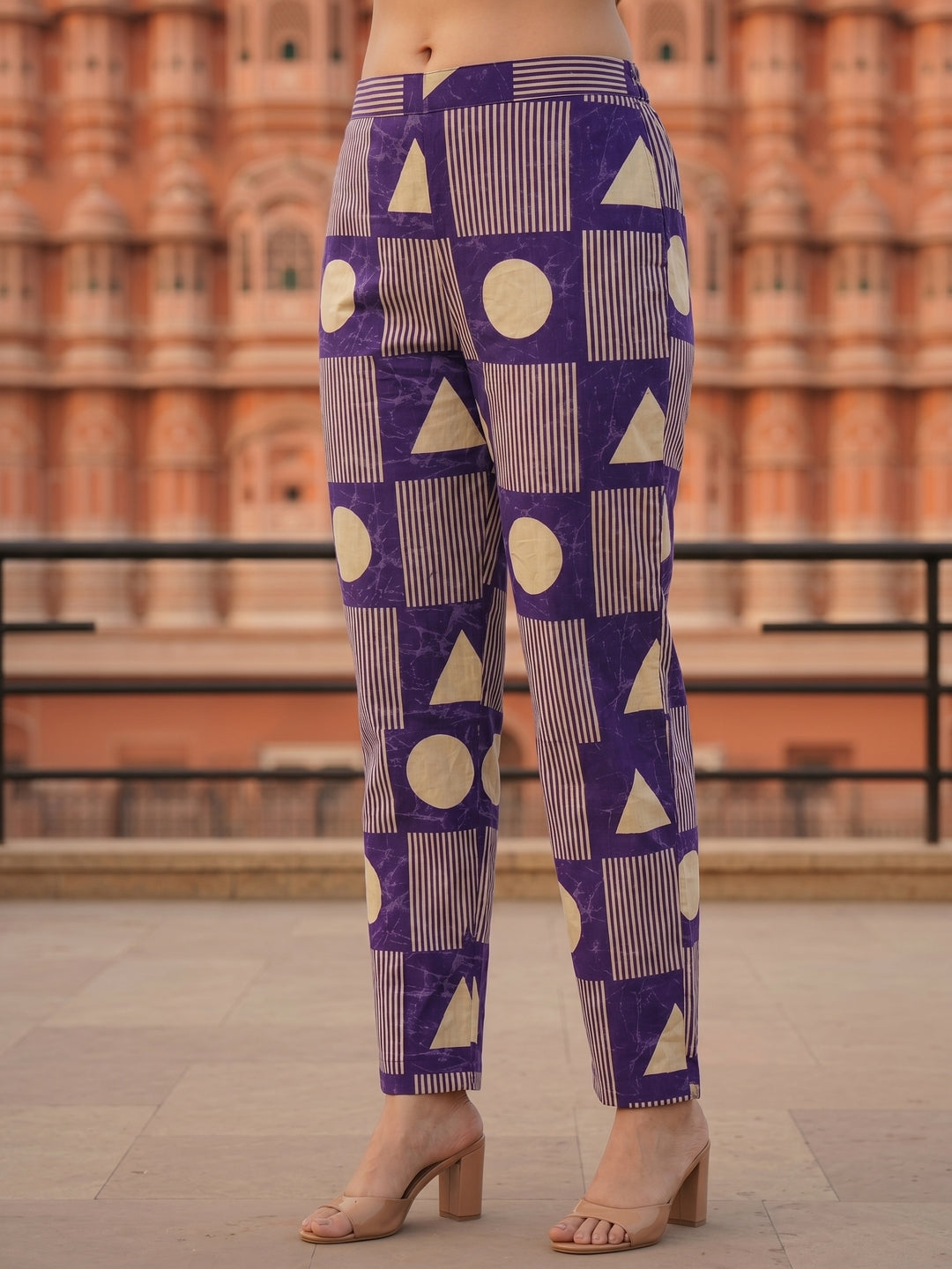 Abstract Printed Straight Kurta with Pant- Blue