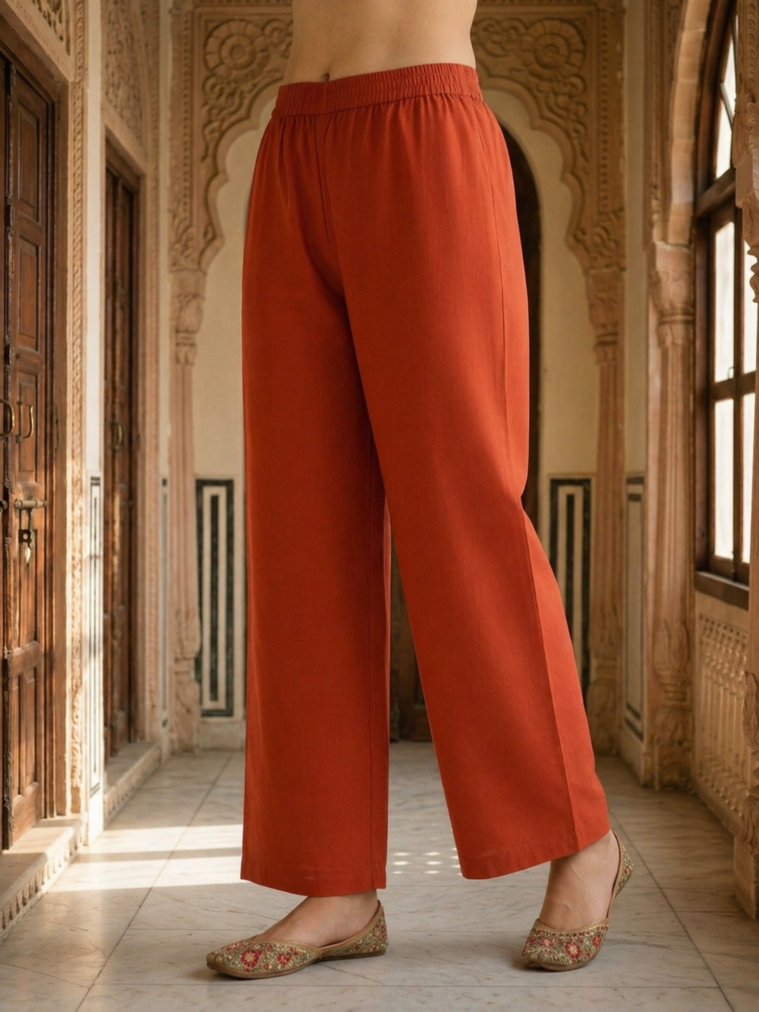 Solid Straight Kurta with Pyjamas and Dupatta- Maroon