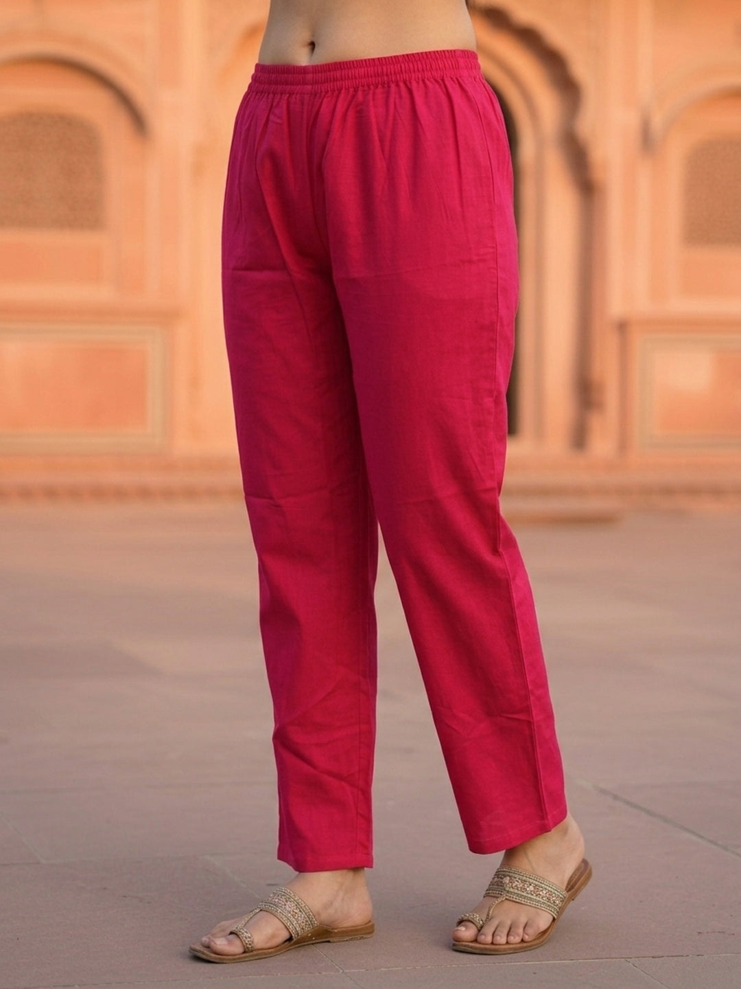 Floral Dori Embroidered Straight Fit Co-ord Set - Fuchsia