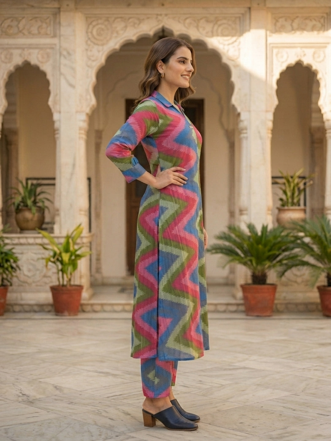 Abstract Printed A-Line Co-ord Set - Multi